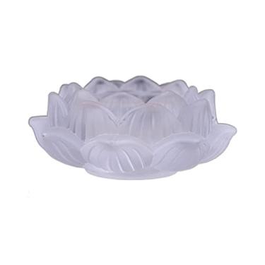 Imagem de Castiçal clássico colorido esmaltado castiçal lindo castiçal de lótus decorações de mesa suporte de castiçal (branco)