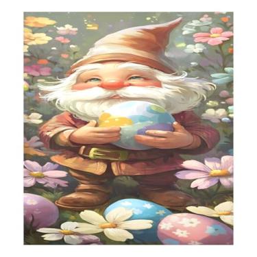 Imagem de Qilmy Capa de ímã de máquina de lavar louça de gnomo fofo e ovos de Páscoa 58 x 66 cm capas decorativas de geladeira para porta frontal adesivo de folha magnética máquina de lavar louça painel