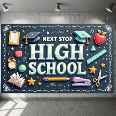Imagem de Next Stop High School Banner Cerimônia de Formatura Exibição Material Escolar Evento Educacional para Festa de Formatura Festa de Estudante