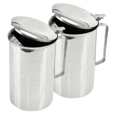 Imagem de Genérico, Kit 2 Jarra Inox 2 Litros com Tampa Aparador de Gelo Inox com Alça Resistente Água Suco Leite Café