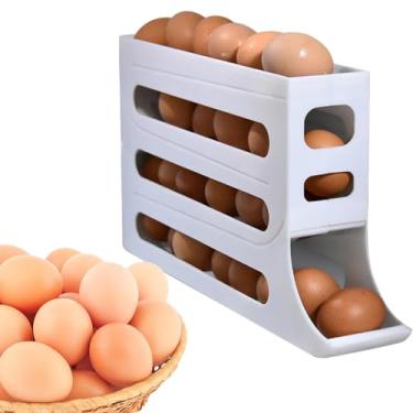 Imagem de Suporte para Ovos Dispenser de Rolante 4 Andares Container Armazenamento Alimentos Organizador na Geladeira Economizar Espaço Balcão Cozinha em Casa