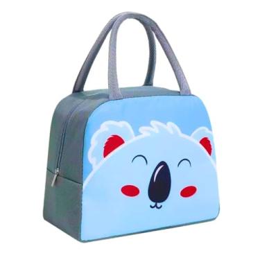 Imagem de Bolsa Térmica Marmita Lancheira Sacola Em Poliéster Com Ziper De Segurança Impermeável 7 Litros Cinza, Preta, Rosa, Azul e Vermelha Trabalho Academia Escola Passeio PREMIUM SYANG (Coala)