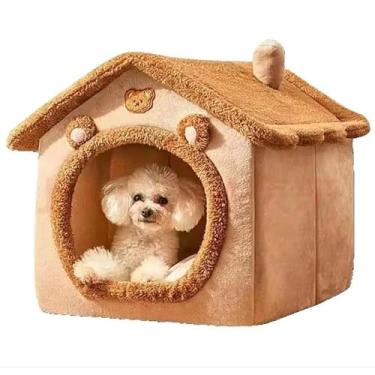 Imagem de Cama Casinha Pet de Pelúcia para Gatos e Cachorros Pequenos Lavável com Fundo Antiderrapante(Grande)