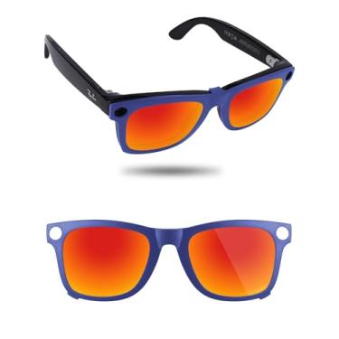 Imagem de Fiskr Óculos de sol polarizados Clip-On para Ray-Ban Meta Wayfarer RW4008 e Gen 2 RW4012 (53-22), clipe antirreflexo em óculos, Vermelho fogo, 53*22mm