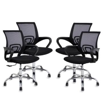 Imagem de Kit 4 cadeiras de escritório preta Diretor Jadel Healer
