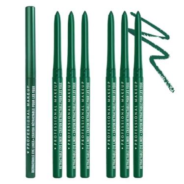 Imagem de Sombra cremosa retrátil para maquiagem dos olhos, lápis mecânicos ultra pigmentados, fórmula de acabamento acetinado fosco à prova de manchas, durável, vegano e livre de crueldade (6 peças verde-07)