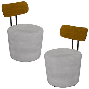 Imagem de Kit 2 Poltronas Decorativas Addams Veludo Cinza - Gran Belo