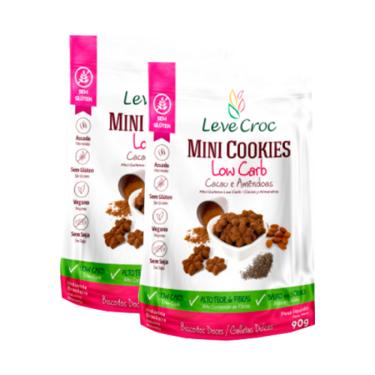 Imagem de Kit 2X: Cookie Low Carb Cacau/Amêndoas Leve Crock 90g