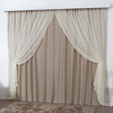 Imagem de Cortina Mirage 3 Mts Sala Quarto Blackout Voal Trilho Comum - Avelã