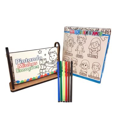 Imagem de Kit Album Pintando Minhas Emoções para Autistas com kit canetinhas