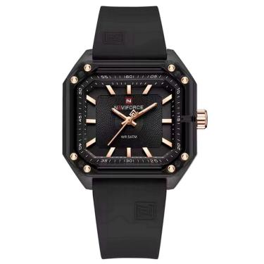 Imagem de Relógio Feminino Pulseira De Silicone Classico Quadrado Elegante Impermeável 50m Preto