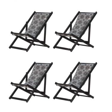 Imagem de Kit 4 Espreguiçadeiras Dobrável Black Sb-mandala