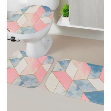 Imagem de Jogo De Banheiro Estampado Tapetes Junior Rosa - Tapetes Júnior, UN, R