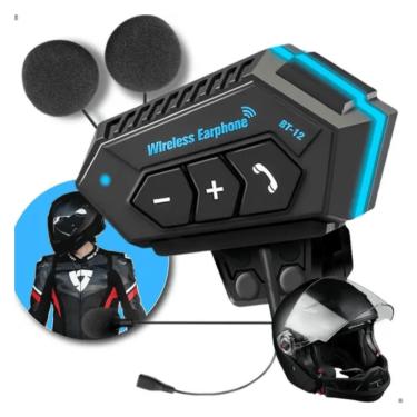 Imagem de Fone Bluetooth Intercomunicador BT12 p/ Moto Capacete