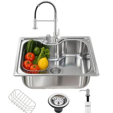 Imagem de Kit Cuba Gourmet 50x40cm + Torneira Premium Cozinha Monocomando Quente