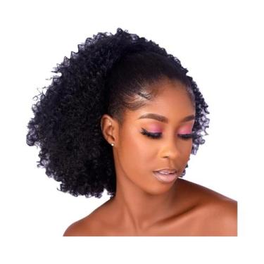 Imagem de Extensão De Rabo De Cavalo Afro Puff Kinky Curly Com Cordão Para Mulhe