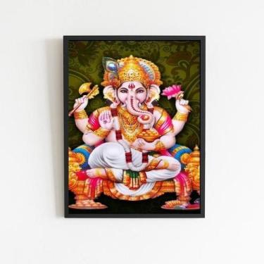 Imagem de Quadro Decorativo Lord Ganesha 33X24Cm - Com Vidro Preta - Quadros On-
