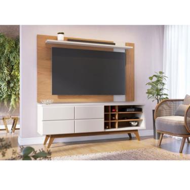 Imagem de Rack Bancada Ambiente Noronha 1.8 e Painel para TV Extensivo Leme Freijó Off White Matte – Colibri