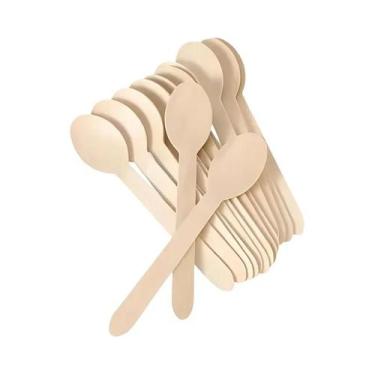 Imagem de Conjunto De Talheres Descartáveis De Madeira De 14cm, 50/100PCS, Garfo