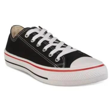 Imagem de Tênis Box 200 Cadarços Casual Masculino Preto Vermelho, 35, Preto, Ver