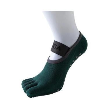 Imagem de Meias Femininas Antiderrapantes De Cinco Dedos Para Ioga, Pilates E Fi