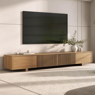 Imagem de Rack para Tv até 75 Polegadas 210cm Portas Ripadas Aruá CabeCasa Madei