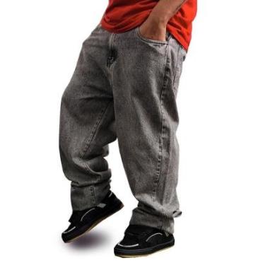 Imagem de Calça Jeans Chronic Baggy Cinza Estonado Bordado Hip Hop 03-Masculino