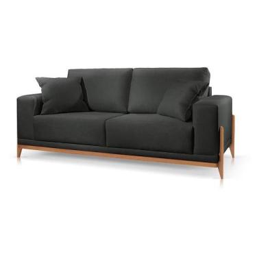 Imagem de Sofá Paris 2 Lugares Suede Preto 2,50m Confortável Sala - Poltjá Movei