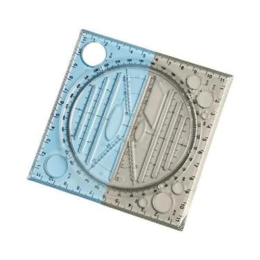 Imagem de Régua De Desenho Geométrico Transparente Rotativa Multifuncional Com E