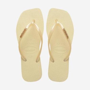 Imagem de Chinelo Havaianas Slim Square Logo Metallic Creme-Feminino