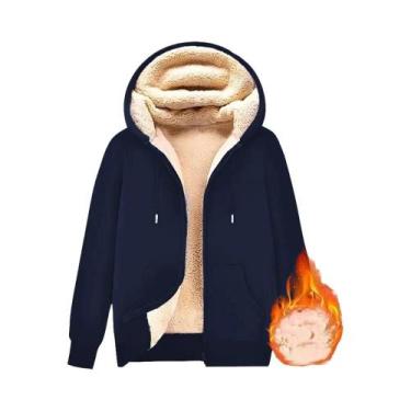 Imagem de Moletom Unissex De Inverno Com Forro De Pelúcia E Bolsos, Casaco Quent