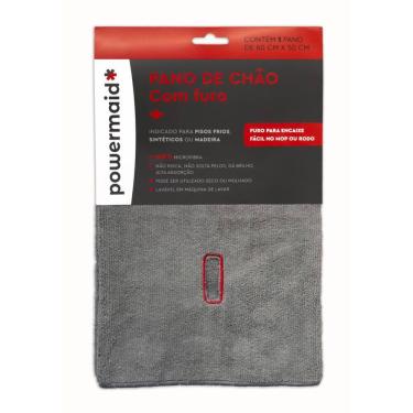 Imagem de Pano de Chão de Microfibra de Encaixe Mop ou Rodo Alta Absorção Com Furo 60X50cm - Powermaid