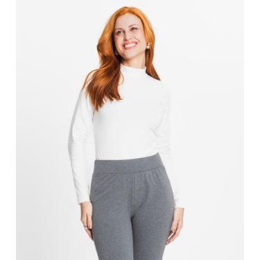Imagem de Blusa Feminina Cotton Gola Alta Básica Rovitex Bege, P, Bege