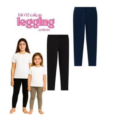 Imagem de Kit 2 Calça Legging Cotton Infantil Juvenil Menina Cores básicas Lisas