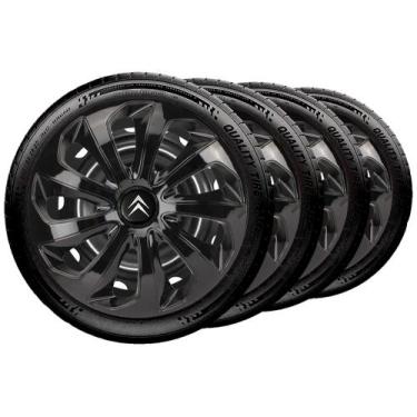 Imagem de Jogo 4 Calotas Velox Aro 14 Preta Citroen C3 C4 Aircross - Elitte