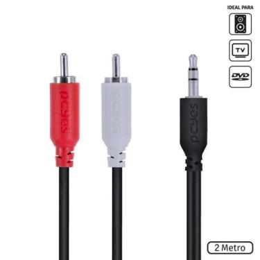 Imagem de Cabo de Áudio 2 Rca Macho P/ P2 3.5mm Macho 2 Metros - PCYES