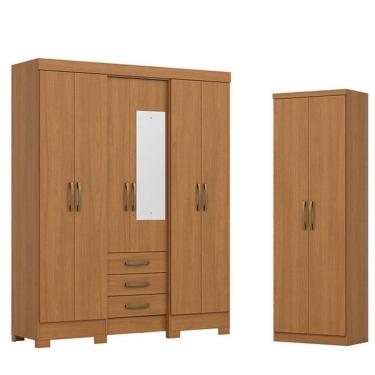 Imagem de Guarda Roupa Casal 6 Portas 3 Gavetas Mentor Com Espelho Com Armario Multiuso Margarida...