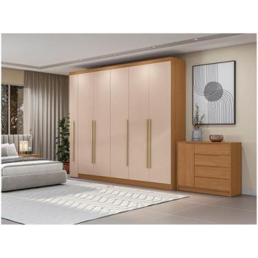 Imagem de Guarda-roupa Casal com Espelho 6 Gavetas 6 Portas Kappesberg Dakota Cl