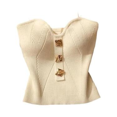 Imagem de Camiseta Sem Mangas Slim Fit De Verão Para Mulheres, Decote Em V Profu