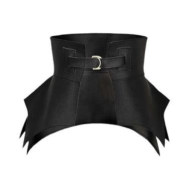 Imagem de Cinto Feminino De Couro PU Irregular Preto E Marrom Estilo Punk, Longo