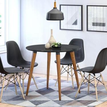 Imagem de Mesa Sala de Jantar Veneza Redonda Tampo com Vidro 90x90cm - CASA D, P