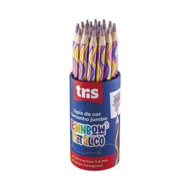 Imagem de Kit Lápis de Cor Jumbo Rainbow TRIS Cores Metálico 24 Unidades