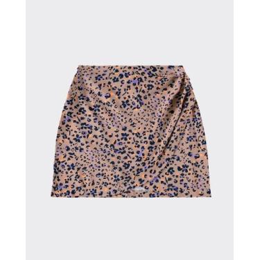 Imagem de Saia Curta Feminina Estampada Com Pregas Laterais Em Viscose - ENFIM