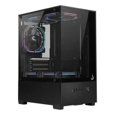 Imagem de Gabinete Rise Mode Prisma Glass 01 Black M atx Preto