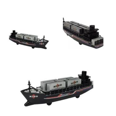 Imagem de Brinquedo Navio Grande Cargueiro A Fricção Container Cinza - DDG Toys