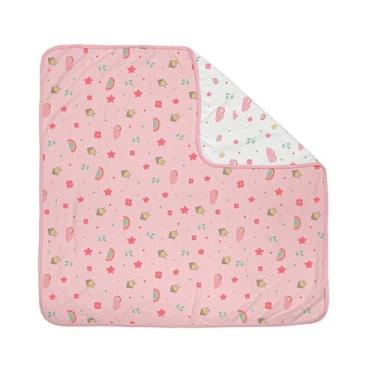 Imagem de Manta Bebê Algodão Dupla Face 90cm x 90cm Menina Jardim - Incomfral