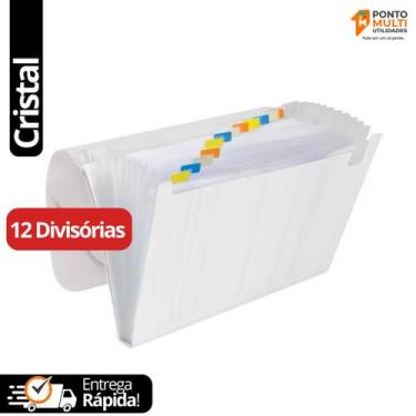 Imagem de Pasta Sanfonada 12 Divisórias Tamanho A4 Ofício Cristal Acp Cor:Crista
