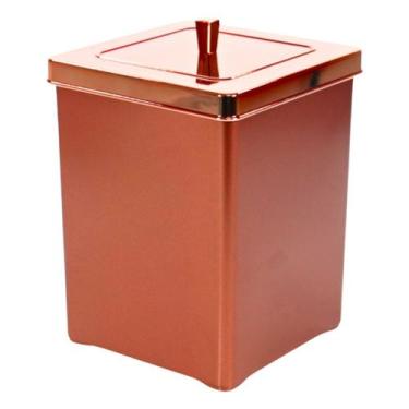 Imagem de Lixeira Quadrada 6,5 Litros Cobre Rose Gold Ou Dourado - Ultimo Detalh
