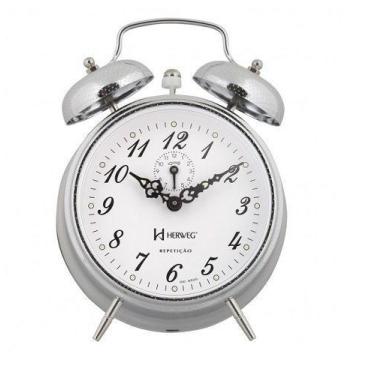 Imagem de Relógio Despertador Herweg 2380 207 Cromado Picoteado