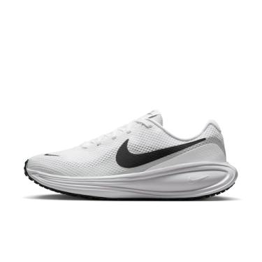 Imagem de Nike Tênis de corrida feminino Revolution 8 Road, Branco/Preto/Platina pura, 10 X-Wide